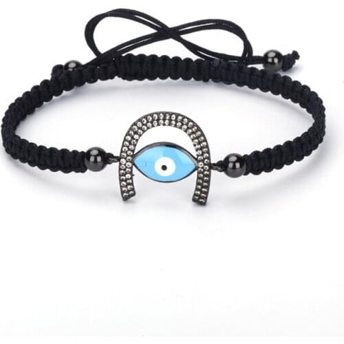 New Fashion Turkish Blue Evil Eye Bracelet Pave CZ Charms Bracelet Hand-woven Bracelet For Women Hot Facebook Christmas Gift