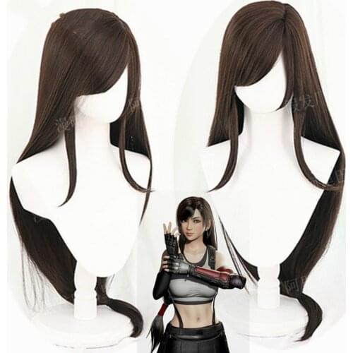 Tifa Lockhart Cosplay Final Fantasy Cosplay Long Straight Black Wig Cosplay Anime Cosplay Wig Heat Resistant Synthetic Wigs