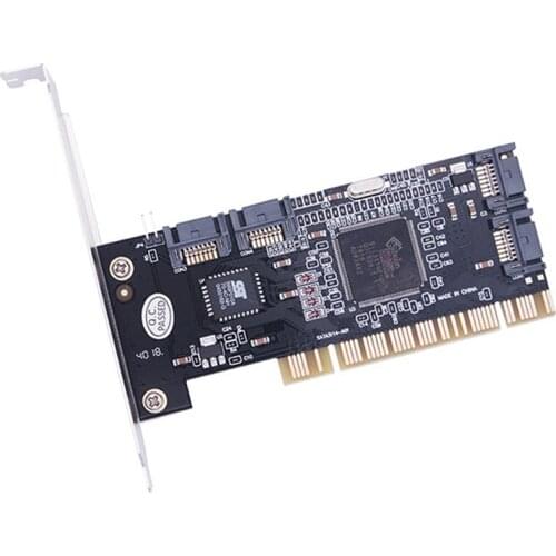 SATA Riser Card PCI to SATA Expansion Card Adapter 4XSATA Port Support RAID 0, 1, 5, 0+1 Function