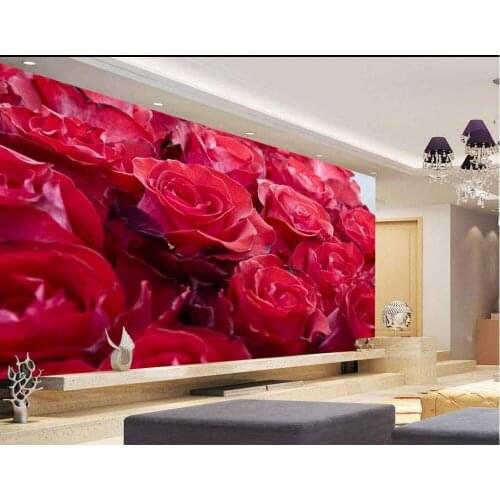 Custom 3d photo wallpaper Red Roses 3d stereoscopic wallpaper custom photo wallpaper Home Decoration