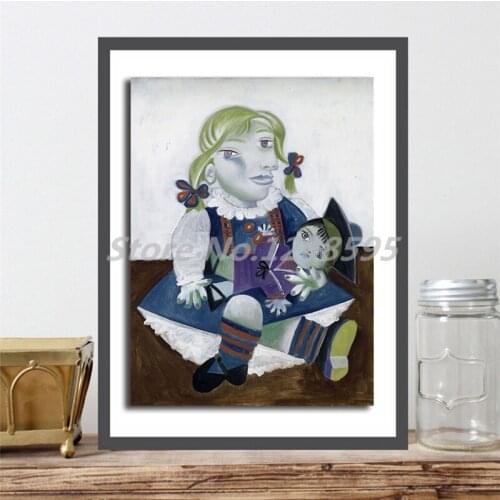 Portrait Of Maya With Her Doll By Pablo Picasso Art Canvas Poster Painting Wall Picture Print Home Bedroom Decoration Framework