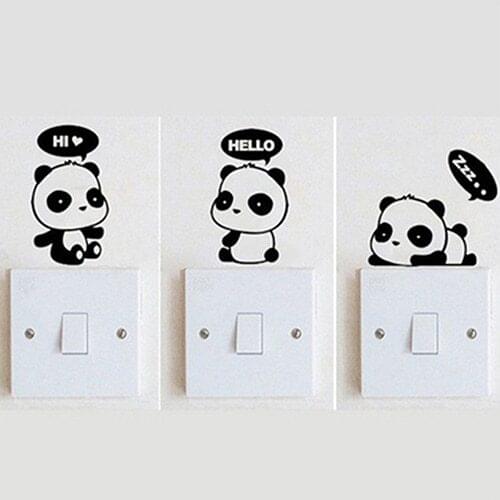 Lovely Cartoon Panda Room Window Door Decals Decor Removable Wall Switch Sticker