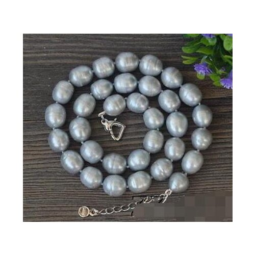 10-11mm Grey Rice Freshwater Pearls necklace 18"