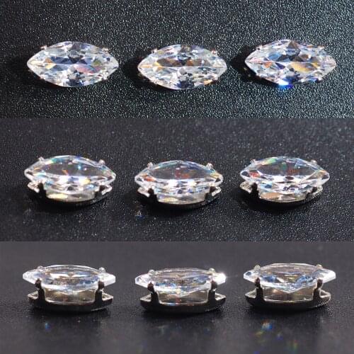 Sewing Supplies Golden Silver Color Horse Eye Shape Zircon Crystal Clear Zircon Jewellery Sew On Claw For Apparel Decorations