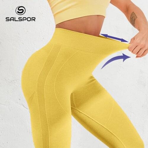 SALSPOR Fitness Push Up Leggings Women Sexy Seamless Hollow out Mesh Breathable High Waist leggings Sport Mesh Leggins Female