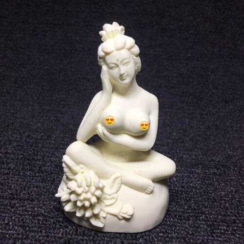 Sexy naked girl figurine Rose, peony, plum blossom beauties handmade sculpture Home decoration statue Exquisitely carved gifts
