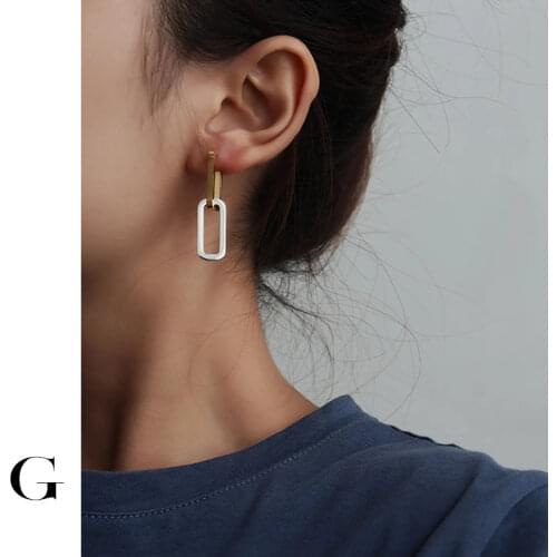 GHIDBK New Trendy Gold Silver Color Mixed Geometrical Hoop Earrings in Stainless Steel Unque Design Minimalist Earrings Jewelry