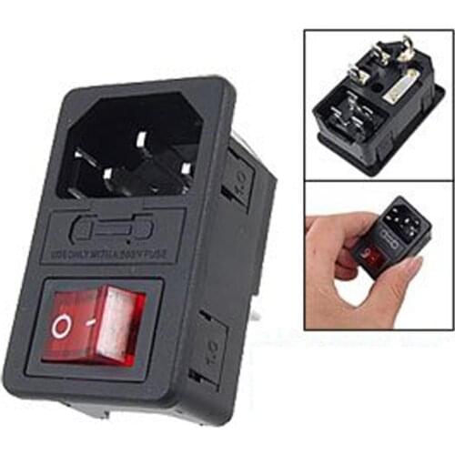 1Pc Power Rocker Switch IEC 3 Pin 320 C14 Inlet Power Sockets Switch Connector Plug 10A 250V GDeals