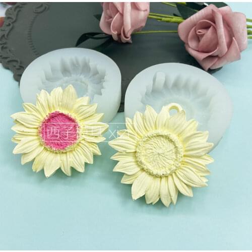 Sunflower flower silicone mold floret chocolate mousse baking tools crafts incense candle plaster mold resin mold