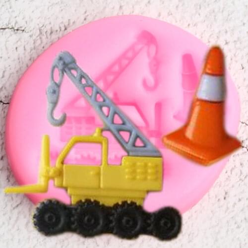 Construction Vehicle Silicone Mold Baby Birthday Cupcake Topper Fondant Cake Decorating Tools Candy Chocolate Gumpaste Moulds