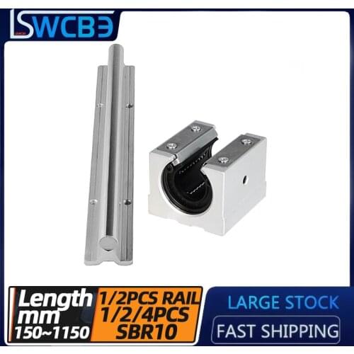 Standard open box type linear guide carriage SBR10 , 1/2PC guide rail + 1/2/4PC carriage L=150-1150mm, woodworking track
