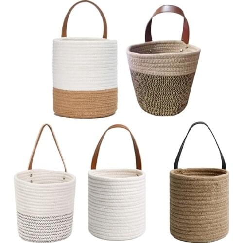 Imitation Rattan Handmade Hanging Flower Pot Basket Plant Container Laundry Picnic Toy Storage Home Decoration