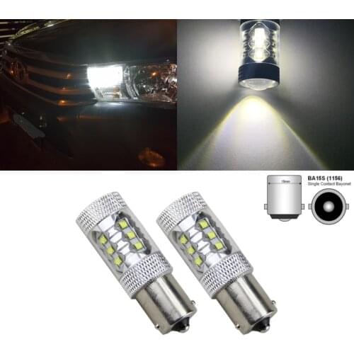 2x CREE Chip XBD 30W/50W/80w 1156 S25 P21W White/Amber/Red LED Light Backup BA15S Led Reverse Lamp 360 Degree Sourcing Light