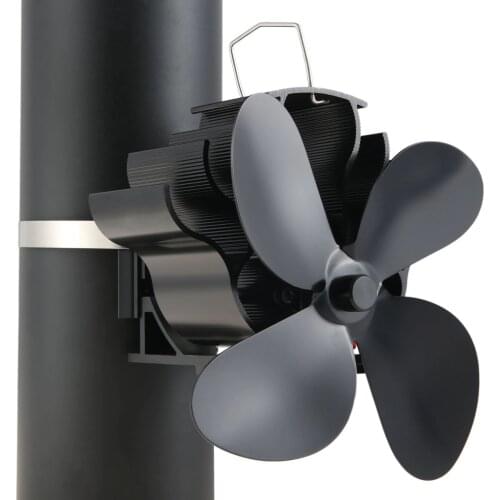 Heat Powered 4 Blades Stove Fan Silent Flue Pipe Fireplace Fan Eco-Friendly on Chimney fit for Wood Log Burner Fireplace