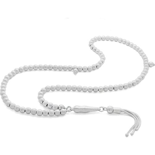 Tesbihane Pen İşçilikli Sphere Cut 925 Sterling Silver 99luk Rosary