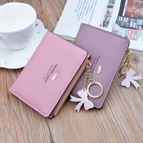 Women Short Wallets PU Leather Female Tassel Purses Maple Leaf Card Holder Fashion Woman Small Zipper Wallet With Coin Purse