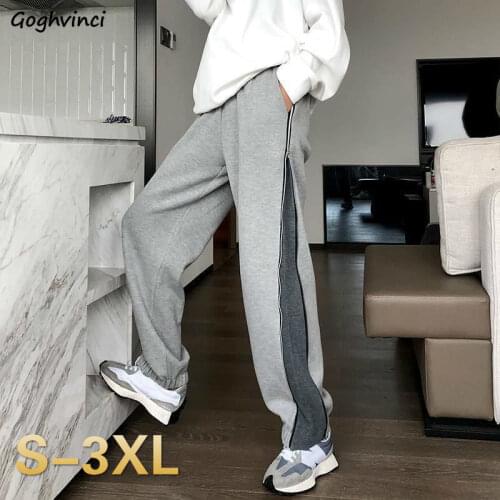 Women Casual Pants Large Size S-3XL Patchwork Plus Velvet Thicker Elastic Waist Bodybuilding Baggy Korean Style All-match Chic