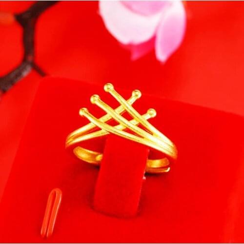 24K Gold Rings for Women Crown Engagement Rings for Women Weaving Geometric Gold Rings Party Wedding Birthday Jewelry Gifts