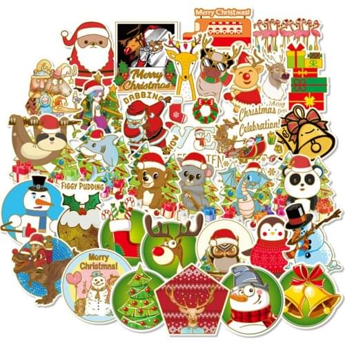 10/30/50PCS/ Cartoon Santa Claus Fresh Graffiti Laptop Skateboard Guitar Refrigerator Water Cup Waterproof Sticker Wholesale