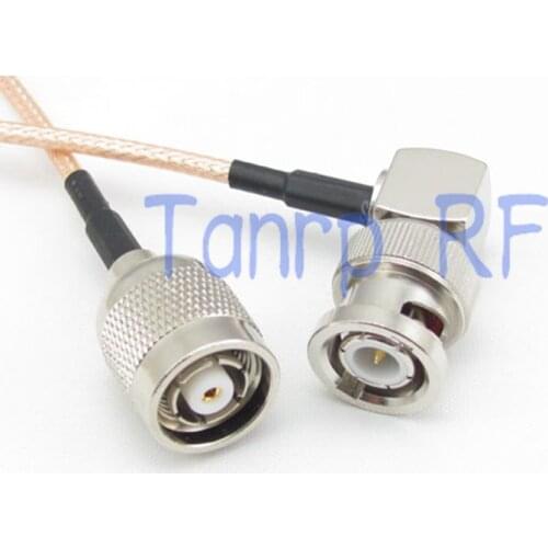 10pcs 15CM Pigtail coaxial jumper cable RG316 extension cord 6inch RP TNC male plug to BNC male right angle RF adapter connector