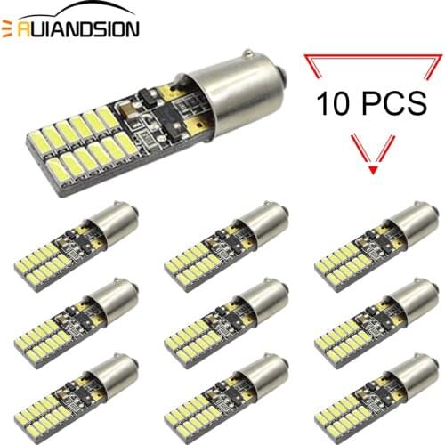 10x 2W BA9S LED Canbus Bulb 24 smd H21W BAX9S BAY9S T4W H6W led car 3014 Side Wedge Light Interior Signal Lamp white Yellow 12V