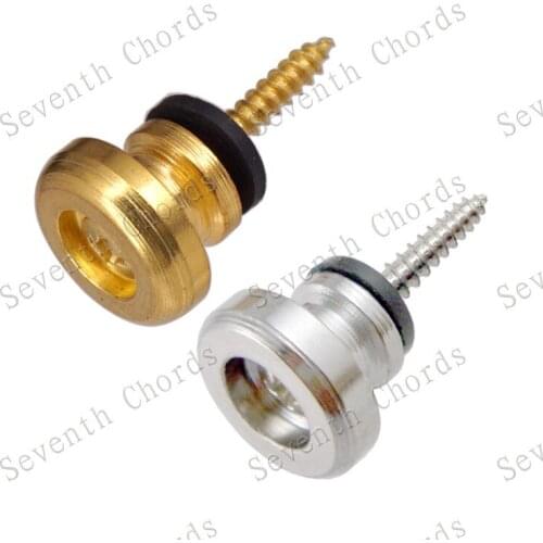 2 Pcs Big Round Head Ukulele Bass Guitar Strap Button Strap End Metal Lock Pin Peg