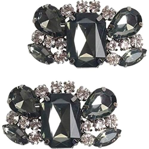 2x Shining Rhinestones Flower Buckle Decorative Shoe Clips DIY Bridal Shoe Accessories