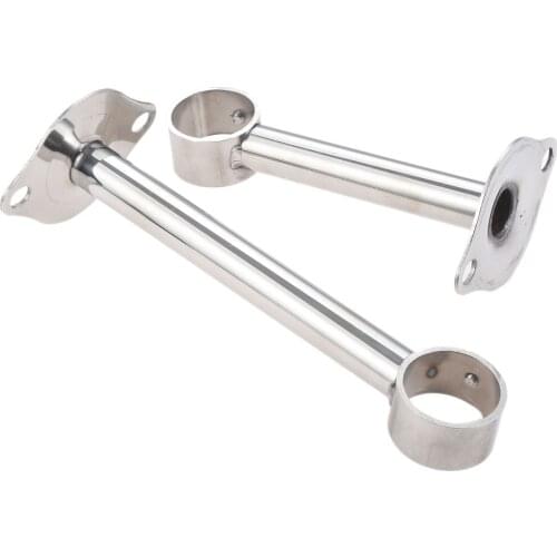 2pcs Wardrobe Flange Base Rail Support Bracket Stainless Steel Curtain Rod Socket Fit 32mm Tube +Screws 150/200/250/300mm