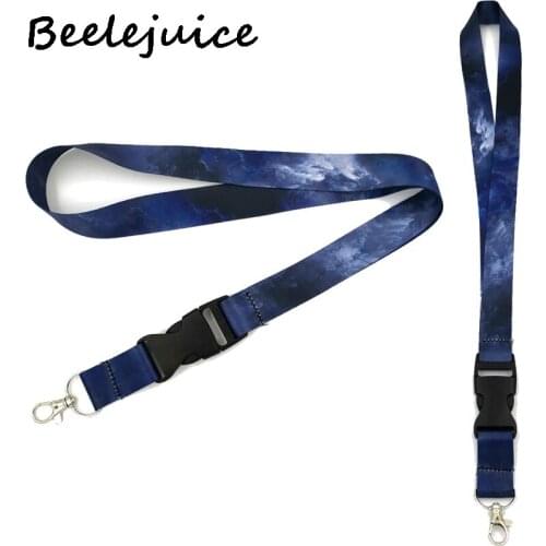 24pcs Nebula Starry Sky Keychain Lanyards Id Badge Holder ID Card Pass Gym Mobile Phone Badge Holder Key Webbings Ribbons Gifts