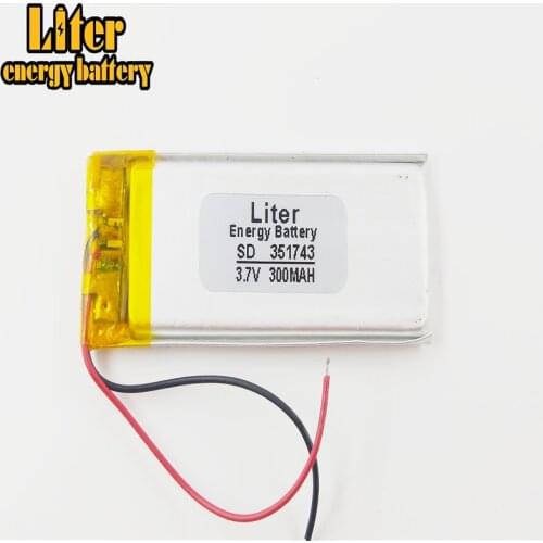 3.7V lithium polymer battery 351743 300MAH point reading pen recorder small toys wireless headphones