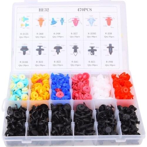 470pcs Car Body Push Pin Fender Bumper Fasteners Rivet Kit with Screwdriver Install Removal Tool For BMW for Toyota for Honda