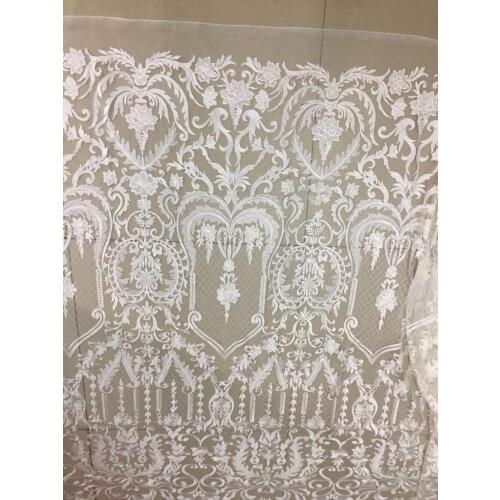 African fabric stock 5yards CH29# This white tulle mesh lace fabric for bridal wedding dress/sawing Free shipping