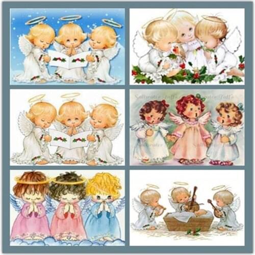 Diamond painting cartoon angel wall art DIY Christmas gift diamond embroidery mosaic needle line full square / round home decora