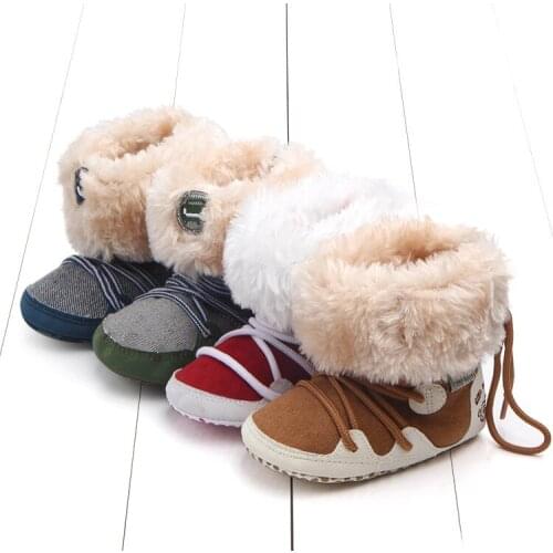 New Baby Boy Girls Winter Warm Snow Boots Lace Up Soft Sole Kids Infant Toddler Shoes