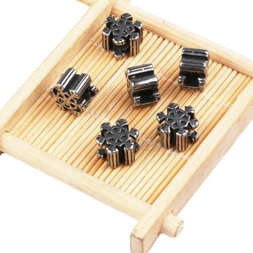 Antique Silver Color, Stainless Steel Large Hole Snowflake Shape Loose Beads, Charms for Jewelry Making, 8*11mm DIY Accessories