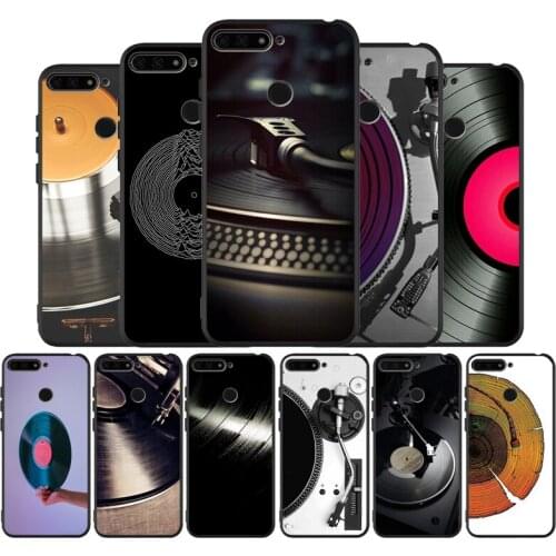 Black Vinyl Record Player black Silicone Phone Case For Huawei honor 30 8 8X 9 10 10 Lite 20 Mate 10 20 30 Lite Pro cover