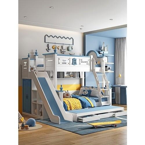 Childrens bed out of bed boys mother bed slide up and down the American mother and child bed teen high and low bed bunk bed