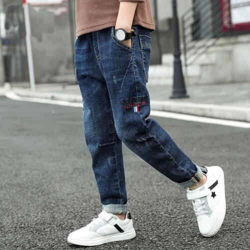 2020 new spring and autumn childrens denim pants fashion hip-hop boys jeans cartoon holes jean for boy denim long trousers