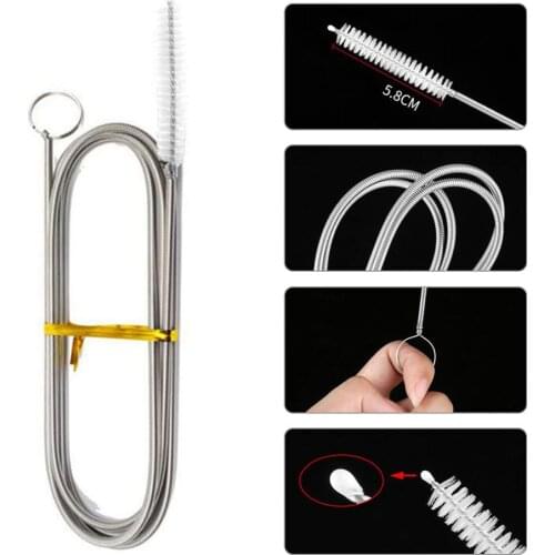 Refrigerator Dredge Artifact Long Handle Stainless Steel Refrigerator Dredge Brush Drain Hole Dredge Hose Refrigerator Cleaning