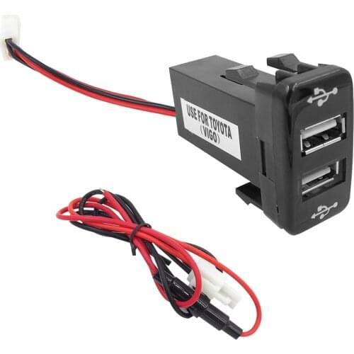 Dual USB Interface Connector 12V 4.2A For Toyota Hilux VIGO Charging Phone MP3 MP4 PAD Tablet PC GPS 22x33mm 20x40mm