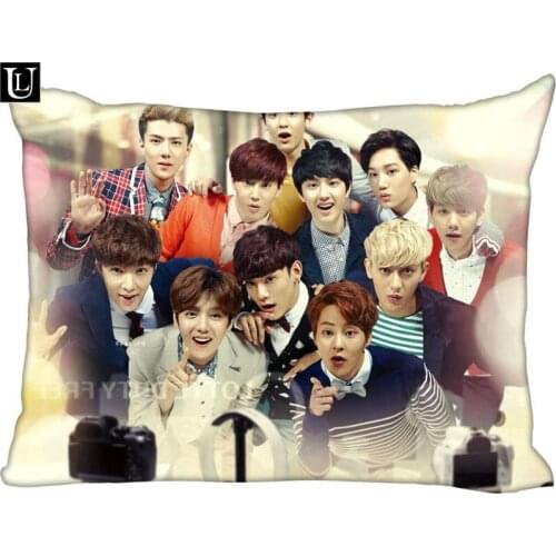 Custom exo Rectangle Pillow Cover Size 45x35cm (one side) Print Custom Zipper Polyester Cotton Pillowcase more size