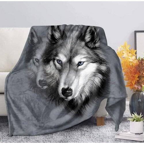 Gray Wolf Print Flannel Fleece Throw Blanket Moon Night Wolves Sherpa Blanket On Beds Adults Kids Fur Throw Blanket