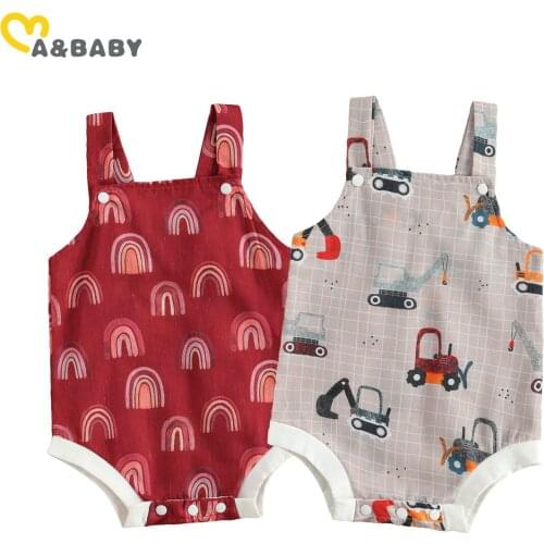 Ma&Baby 0-18M Summer Newborn Infant Baby Boy Rompers Cartoon Car Rainbow Jumpsuit Overalls Clothing Costumes