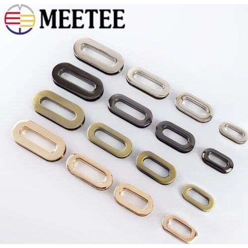 Meetee 10pcs 18/25/32/38mm Metal Egg-shaped Eyelet Buckles Screw O Ring Hook DIY Bags Strap Chain Belt Clasp Accessories BF328