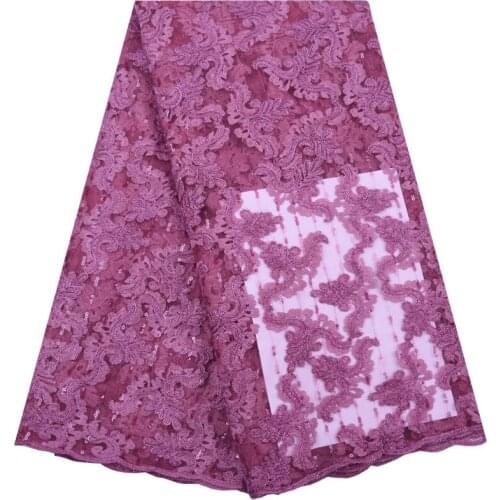 Onion African Net Lace Fabric Soft French Mesh Lace Fabric Embroidery Nigerian Tulle Laces With Sequins For Wedding Dress F1750