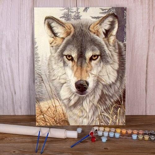 Animal Wolf DIY Paint By Numbers Set Acrylic Paints 40*50 Canvas Painting Handmade Crafts For Adults For Handiwork