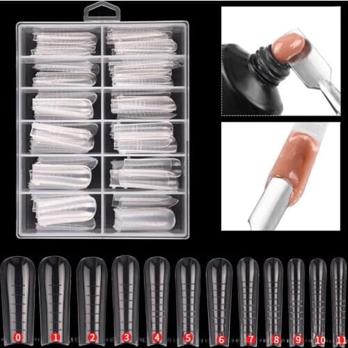 120Pcs/box Full Cover Sculpted Nail Tips Fake Finger Polish Extension Tips Quick Building Mold False Tips Manicuring Tools Set