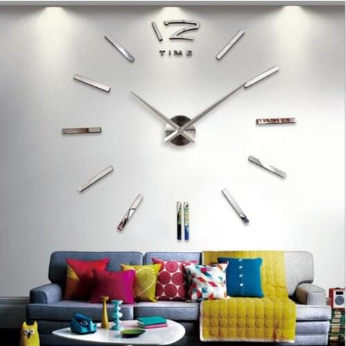 Wall Clock Modern Design 1 Set DIY Large Wall Clock New Home Decor Mirror Modern Quartz Clocks Living Room 3D Wall Stick