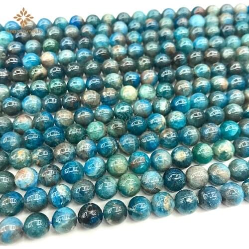 Genuine A Grade Blue Ocean Apatite Stone Natural Round Beads For Jewelry Making DIY Bracelet Necklace 15'' 6/8/10MM
