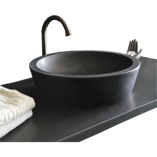 Cheap Natural Grey Black Bathroom Stone Wash Basin